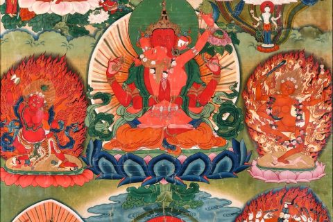 沃唐卡编号AC83201：大悲胜海红观音