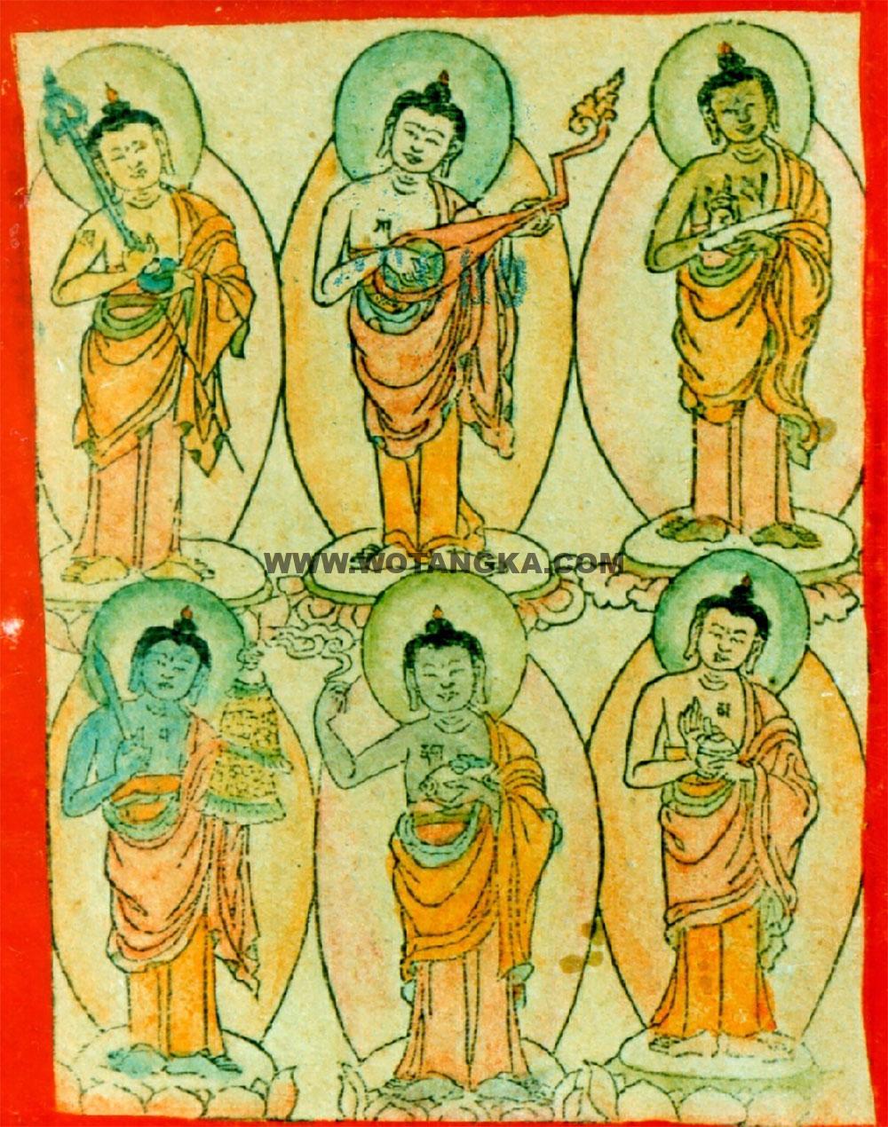 沃唐卡编号AC91844：六道佛陀