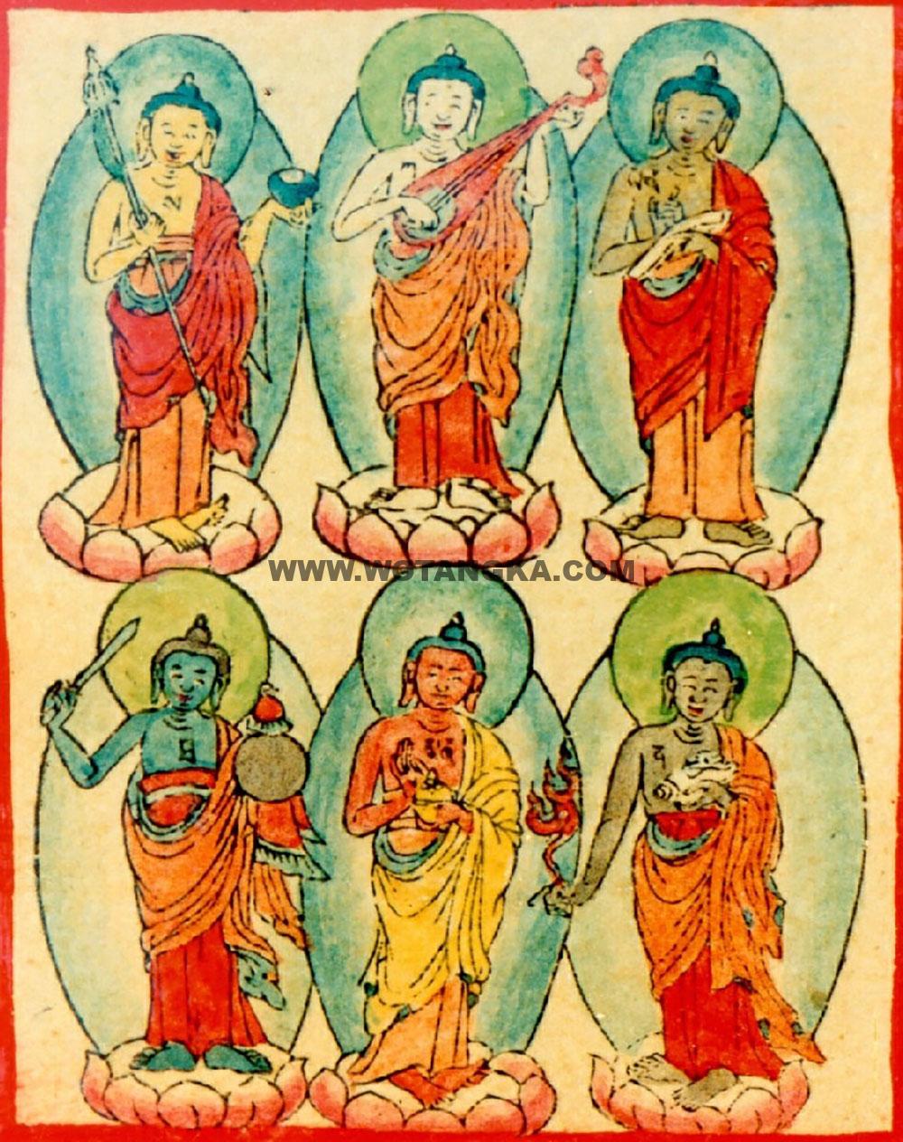 沃唐卡编号AC92926：六道佛陀