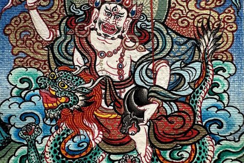 编号118-1334333：彩绘小唐卡-白财神（长方形·5*4CM左右）