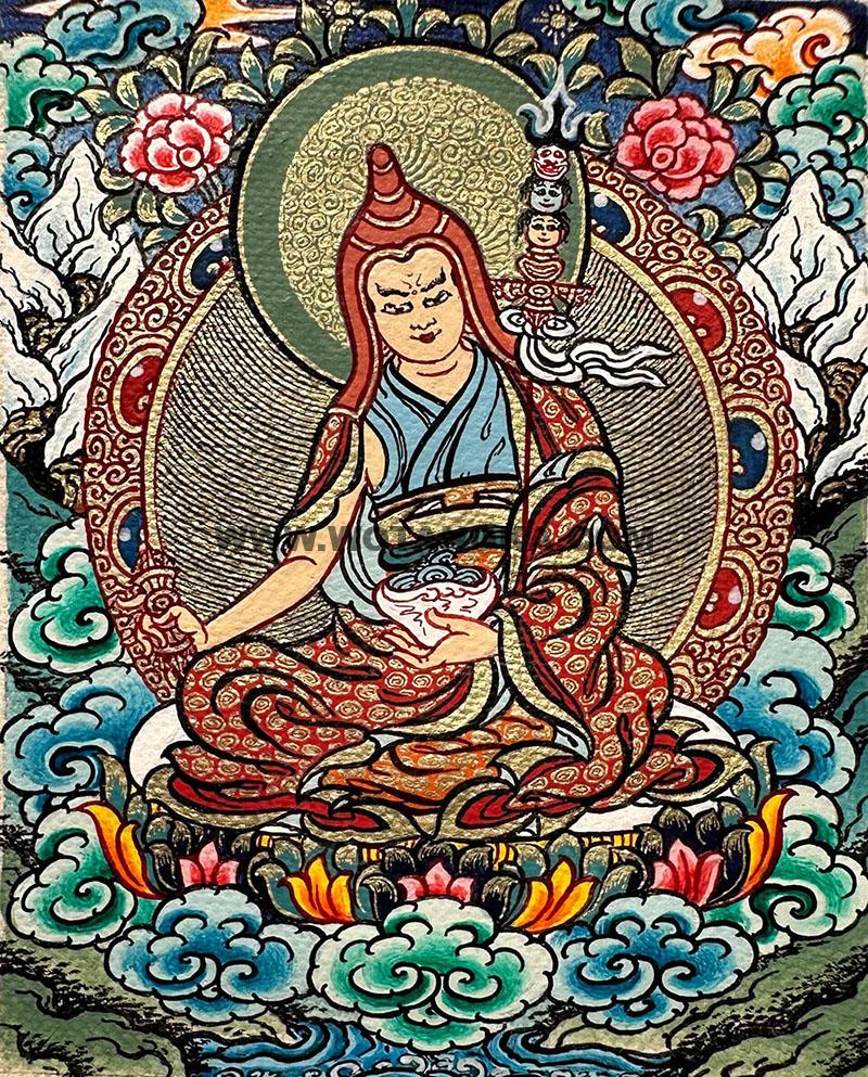 编号118-1394970：彩绘小唐卡-莲师八变·白玛桑巴瓦（长方形·5*4CM左右）