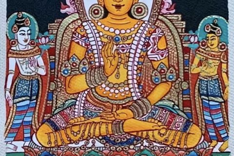 编号118-1801447：彩绘小唐卡-大日如来（长方形·5*4CM左右）