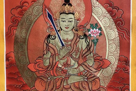 编号118-1953906：红金小唐卡-虚空藏菩萨（长方形·10*8CM左右）