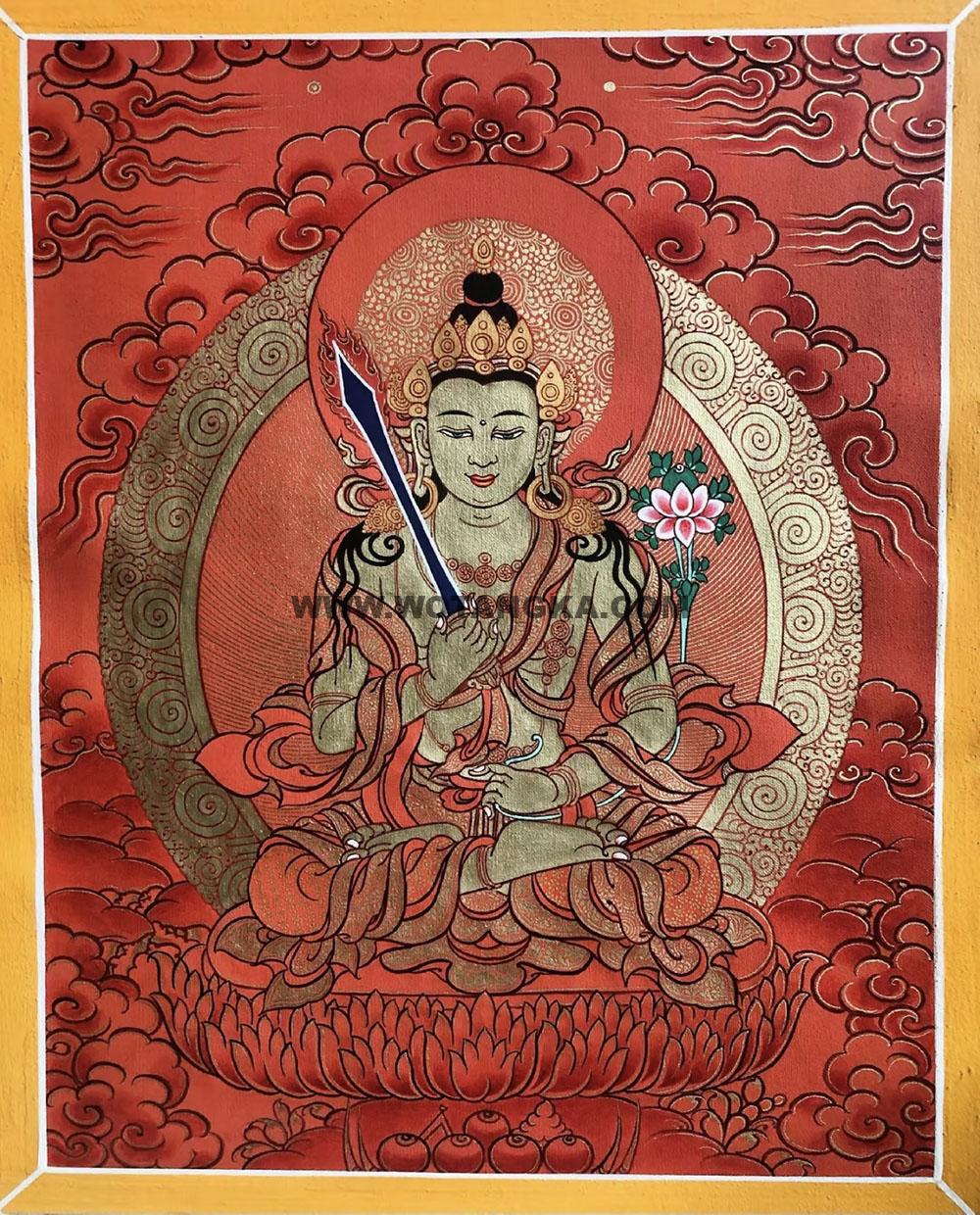 |已结缘·可定制|唐卡寄卖编号:JM·118-1953906-虚空藏菩萨红文云吉祥财富匝嘎利(红唐)