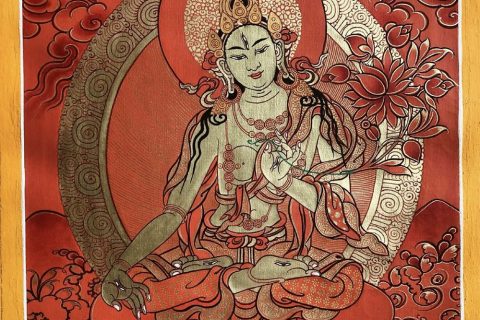 编号118-1987383：红金小唐卡-白度母（长方形·10*8CM左右）