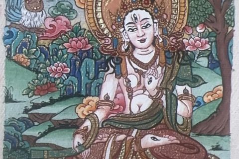 编号118-2055754：彩绘小唐卡-白度母（长方形·5*4CM左右）