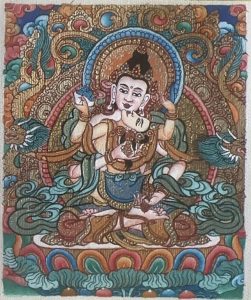 编号118-2058481：彩绘小唐卡-金刚萨埵双身相（长方形·5*4CM左右）