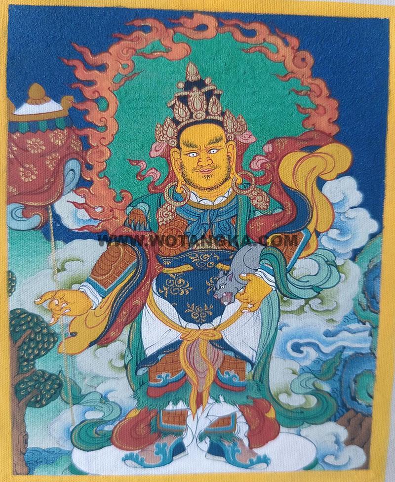 编号118-2156378：彩绘小唐卡-四大天王·北方多闻天王（长方形·5*4CM左右）