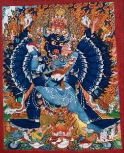 编号118-2351932：彩绘小唐卡-大威德金刚（长方形·5*4CM左右）