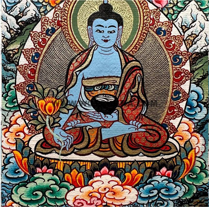 编号118-2509563：彩绘小唐卡-药师佛（长方形·5*4CM左右）