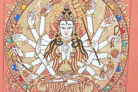 编号118-2662729：红金小唐卡-准提佛母（长方形·5*4CM左右）