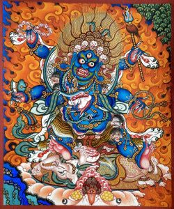 编号118-3297233：彩绘小唐卡-六臂玛哈嘎拉（长方形·5*4CM左右）