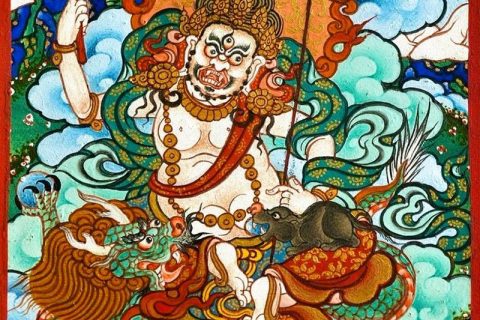 编号118-3665324：彩绘小唐卡-白财神（长方形·5*4CM左右）