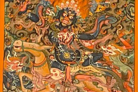 编号118-3775807：彩绘小唐卡-吉祥天母（长方形·7*5CM左右）