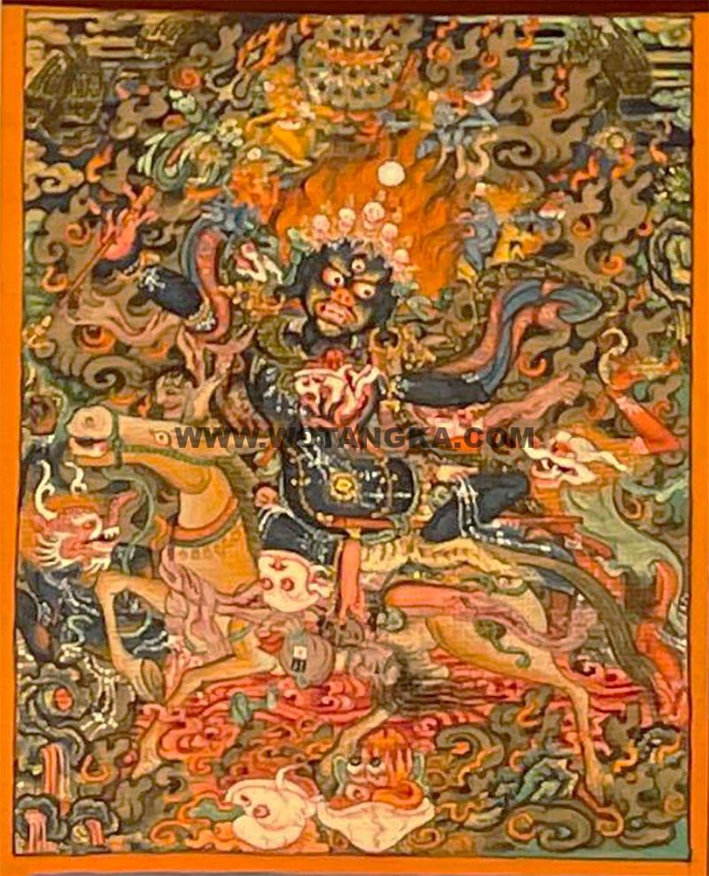 编号118-3775807：彩绘小唐卡-吉祥天母（长方形·7*5CM左右）