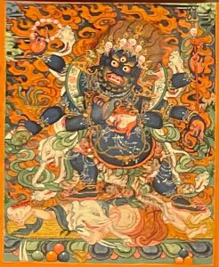 编号118-3961772：彩绘小唐卡-六臂玛哈嘎拉（长方形·7*5CM左右）