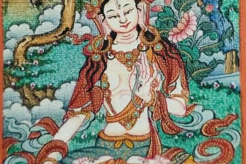 编号118-4138058：彩绘小唐卡-白度母（长方形·5*4CM左右）