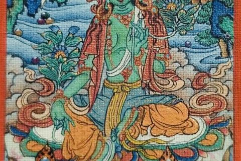 编号118-4164640：彩绘小唐卡-绿度母（长方形·5*4CM左右）