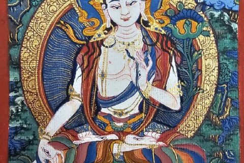 编号118-4320716：彩绘小唐卡-白度母（长方形·5*4CM左右）