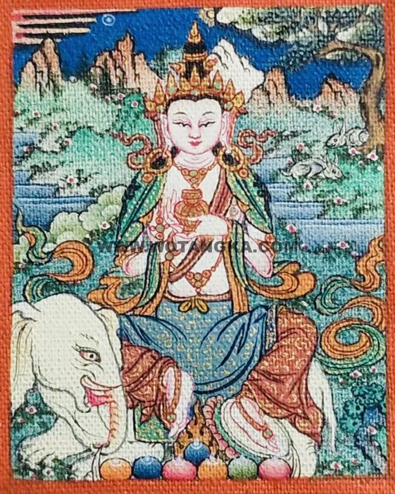 编号118-4321468：彩绘小唐卡-骑象普贤菩萨（长方形·5*4CM左右）
