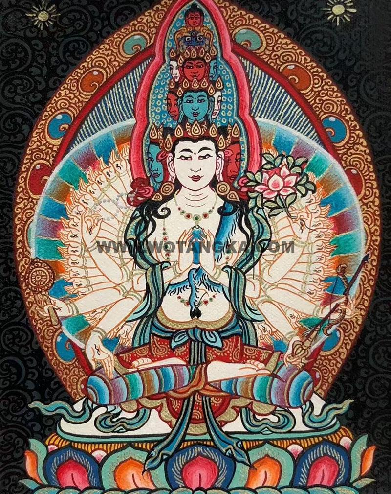 编号118-4392362：彩绘小唐卡-千手观音（长方形·5*4CM左右）