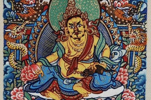 编号118-4427084：彩绘小唐卡-黄财神（长方形·5*4CM左右）
