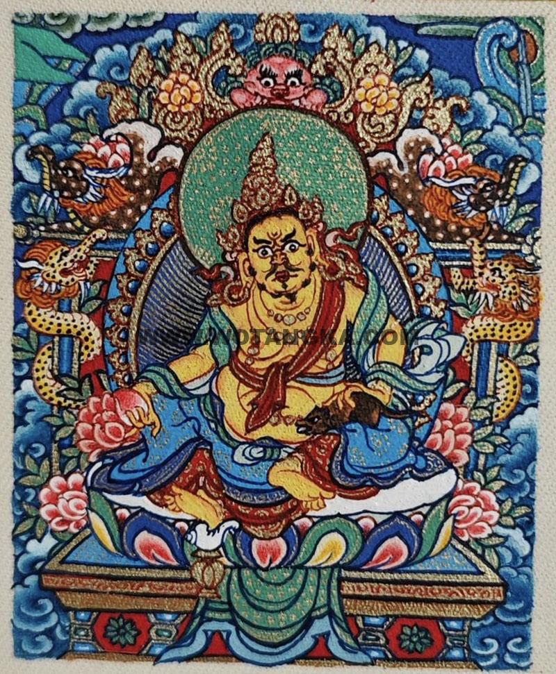 编号118-4427084：彩绘小唐卡-黄财神（长方形·5*4CM左右）