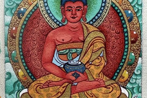 编号118-4697245：彩绘小唐卡-阿弥陀佛（长方形·5*4CM左右）