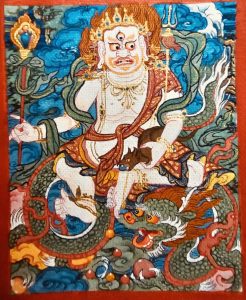 编号118-4710087：彩绘小唐卡-白财神（长方形·5*4CM左右）