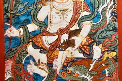 编号118-4710087：彩绘小唐卡-白财神（长方形·5*4CM左右）