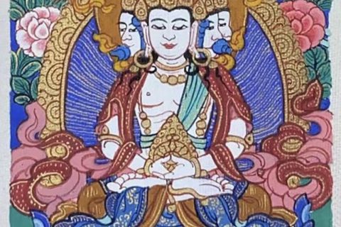 编号118-4818026：彩绘小唐卡-四面大日如来（长方形·5*4CM左右）