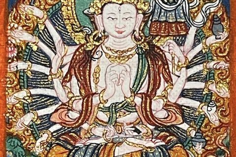 编号118-4993239：彩绘小唐卡-准提佛母（长方形·5*4CM左右）