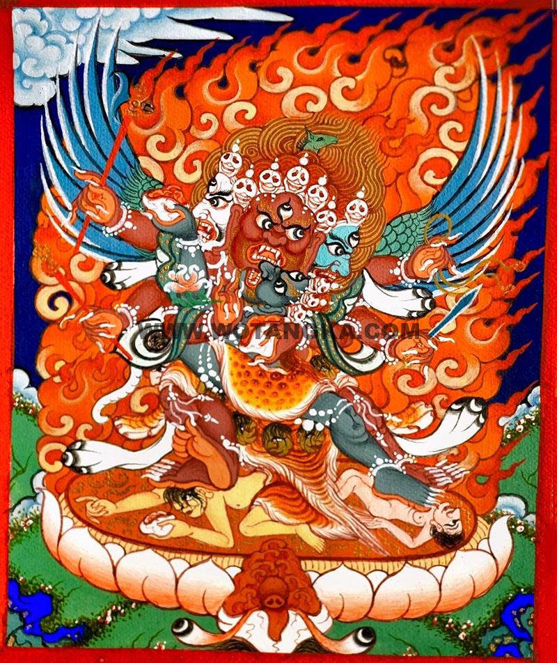 编号118-5071315：彩绘小唐卡-马头明王（长方形·5*4CM左右）