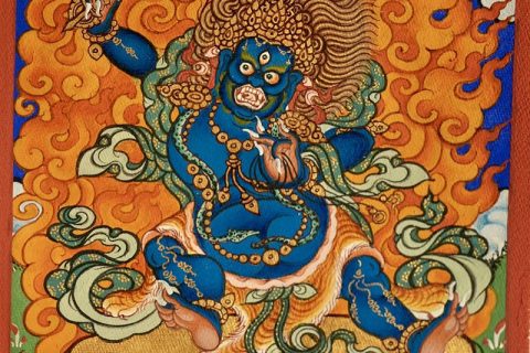 编号118-5106595：彩绘小唐卡-金刚手菩萨（长方形·5*4CM左右）