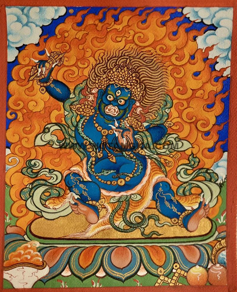 编号118-5106595：彩绘小唐卡-金刚手菩萨（长方形·5*4CM左右）
