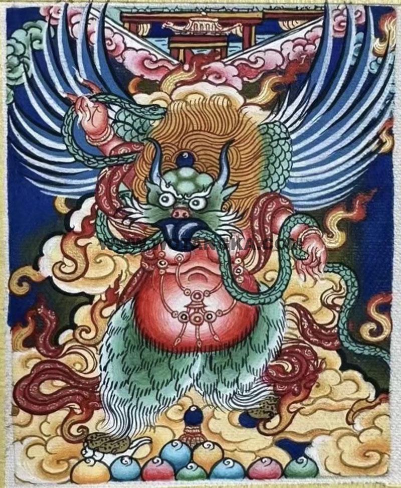 编号118-5546030：彩绘小唐卡-迦楼罗（长方形·5*4CM左右）