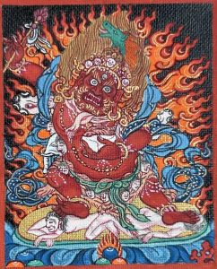 编号118-5795557：彩绘小唐卡-马头明王（长方形·5*4CM左右）