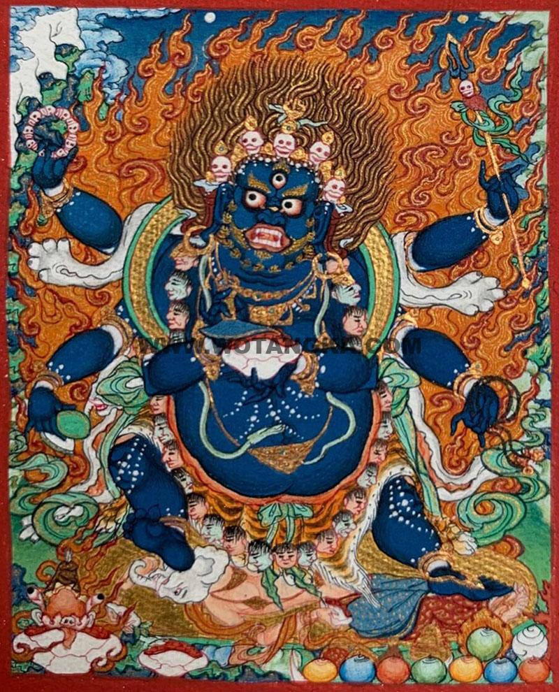 编号118-5866122：彩绘小唐卡-六臂玛哈嘎拉（长方形·5*4CM左右）