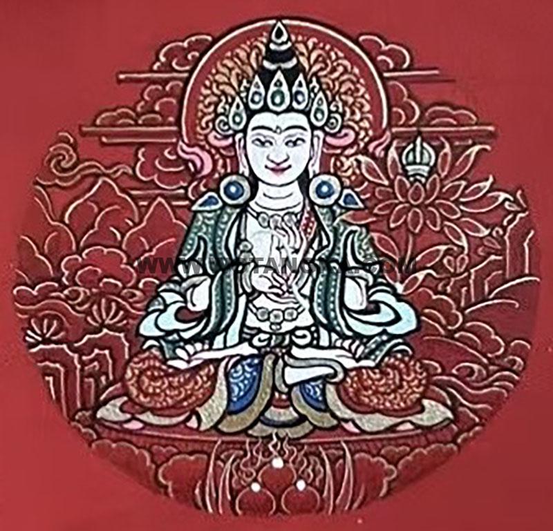 编号118-5912631：红金小唐卡-金刚手菩萨·寂静相（圆形·直径3.5CM左右）