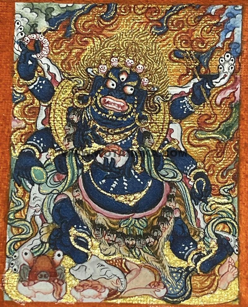编号118-6160017：彩绘小唐卡-六臂玛哈嘎拉（长方形·5*4CM左右）