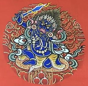 编号118-6225246：红金小唐卡-不动明王（圆形·直径3.5CM左右）