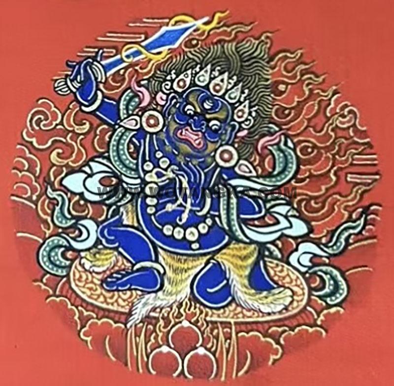 编号118-6225246：红金小唐卡-不动明王（圆形·直径3.5CM左右）