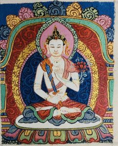 编号118-6435073：彩绘小唐卡-虚空藏菩萨（长方形·5*4CM左右）