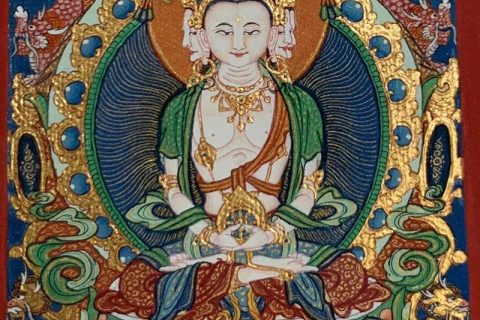 编号118-6637239：彩绘小唐卡-四面大日如来（长方形·5*4CM左右）