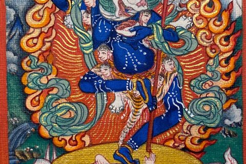 编号118-7009171：彩绘小唐卡-狮面空行母（长方形·5*4CM左右）