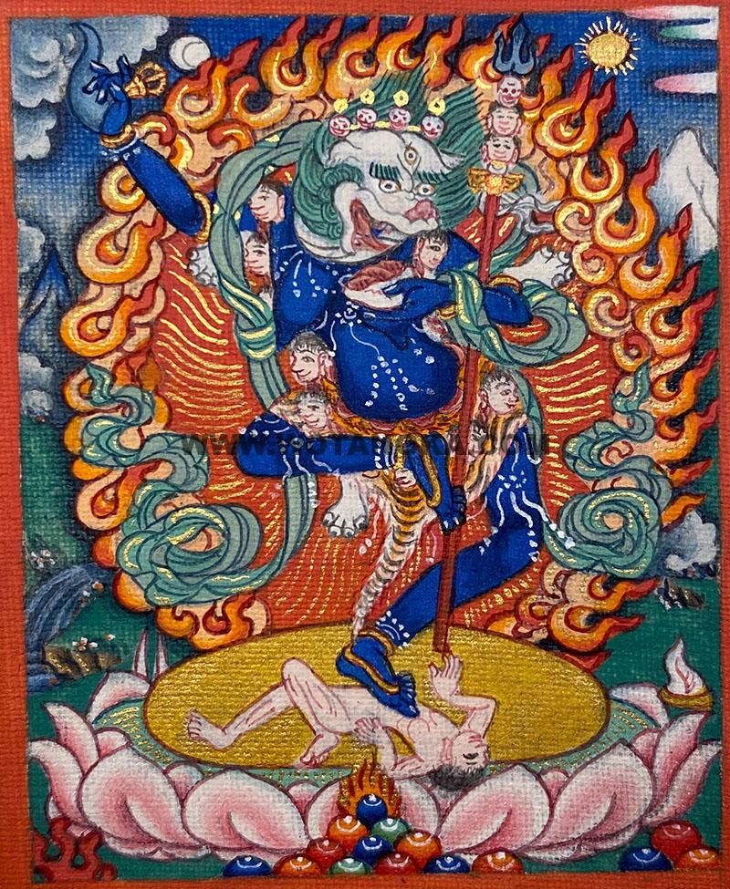 编号118-7009171：彩绘小唐卡-狮面空行母（长方形·5*4CM左右）