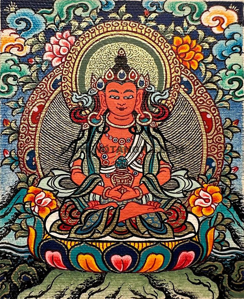 编号118-7086184：彩绘小唐卡-长寿佛（长方形·5*4CM左右）