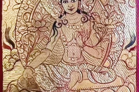 编号118-7358742：黄金小唐卡-绿度母（长方形·5*4CM左右）