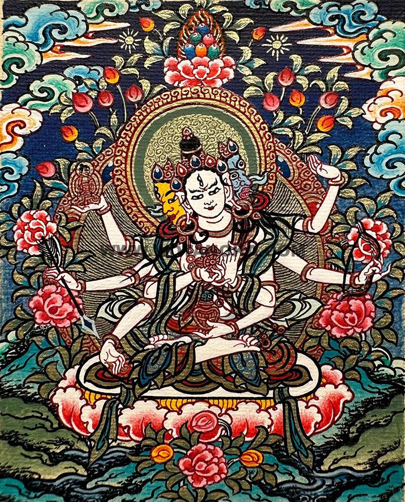 编号118-7454615：彩绘小唐卡-尊胜佛母（长方形·5*4CM左右）
