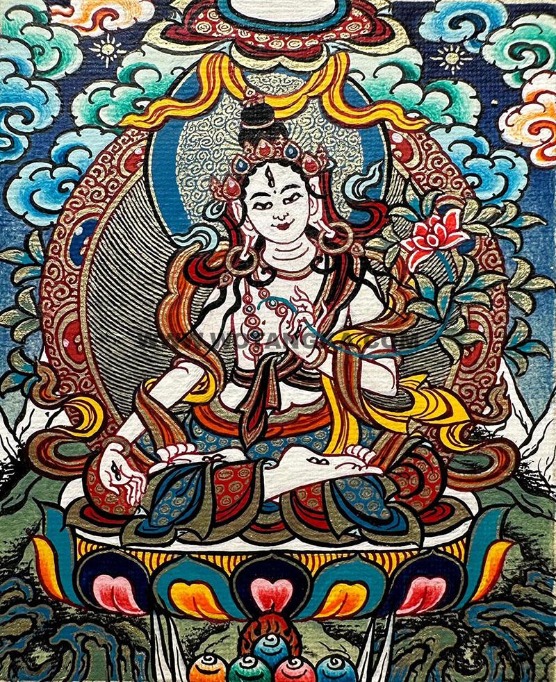 编号118-7540923：彩绘小唐卡-白度母（长方形·5*4CM左右）